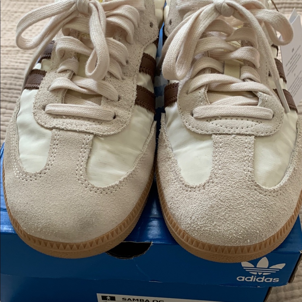 adidas Samba OG Cream and Brown Retro Sneakers - Picture 7 of 12
